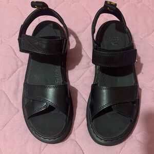 Dr. Martens Kids Black Leather Sandals